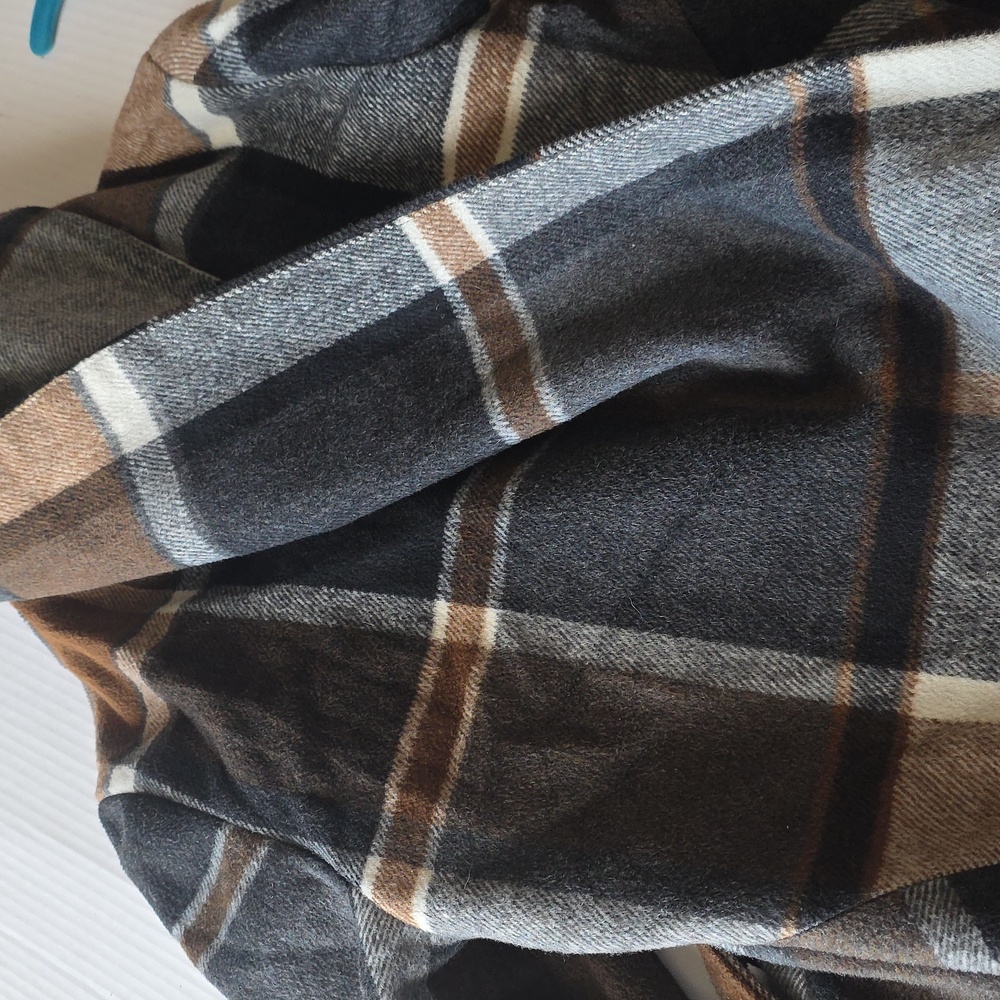 Wool Blend Chicwish Belted  Plaid Wrap Coat - Black, Brown, Gray Size M - Picture 10 of 10